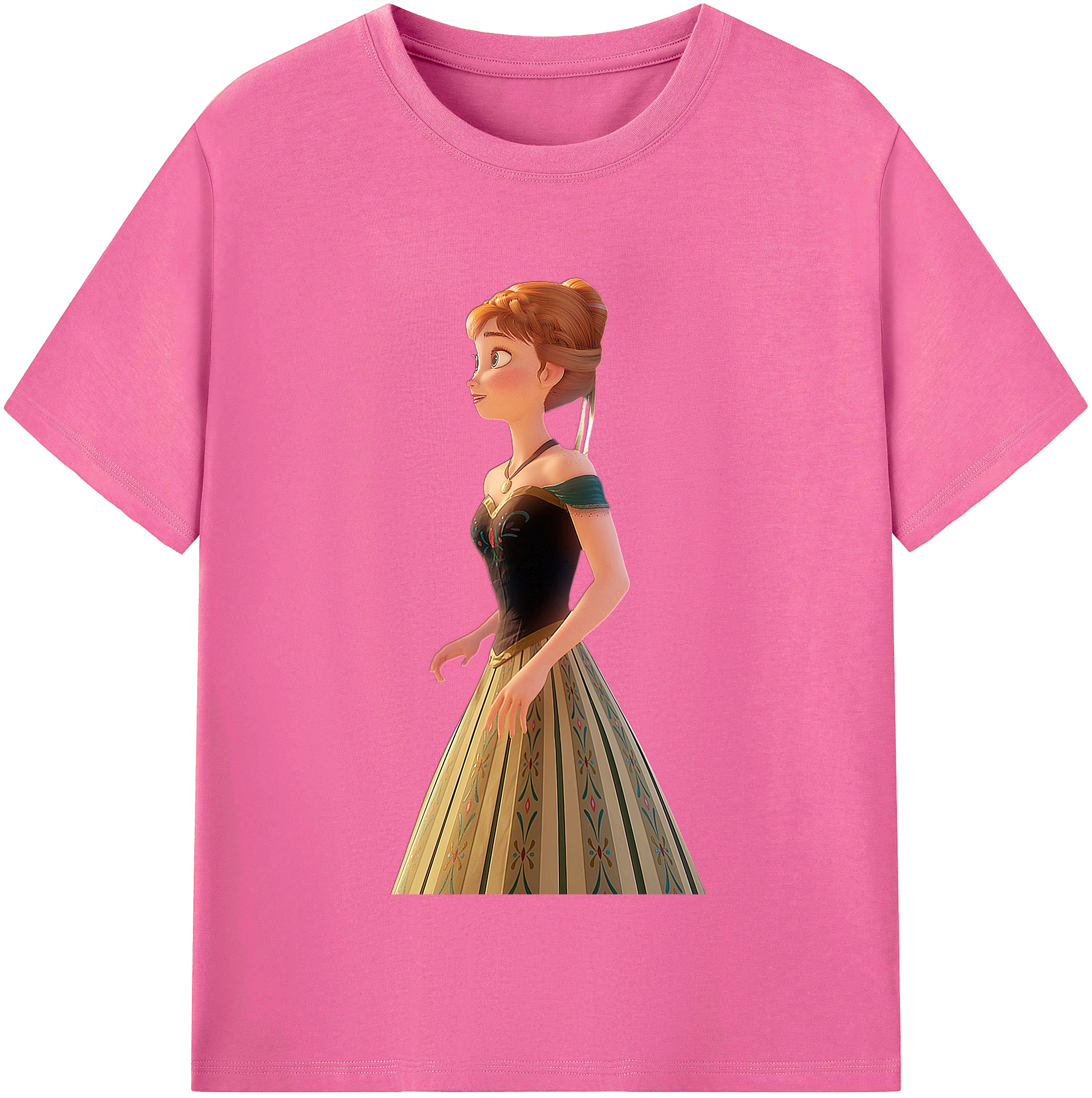 （画像用） アナと雪の女王 アンナ エルサ Frozen Anna Elsa レディースカジュアルプリントTシャツ（綿100％）